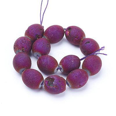 Electroplated Natural Druzy Geode Agate Bead Strands G-P251-A01-1