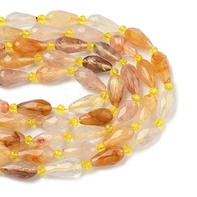 Natural Yellow Hematoid Quartz/Golden Healer Quartz Beads Strands G-G453-F06-8x16mm-1
