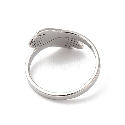 304 Stainless Steel Hand Hug Cuff Ring for Women RJEW-K245-34P-1