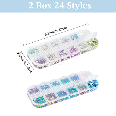 2 Bags 2 Colors 12 Grid Nail Art PET & ABS Sequins/Paillette MRMJ-SP0001-32-1