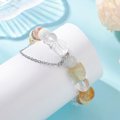 Natural Mixed Gemstone Beaded Stretch Bracelets for Women BJEW-TA00739-01-1