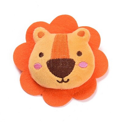 Lion Cotton & Non-Woven & Velvet Fabric Brooch JEWB-A003-06-1