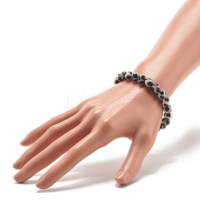 Natural Dzi Agate Stretch Bracelet BJEW-JB07691-1