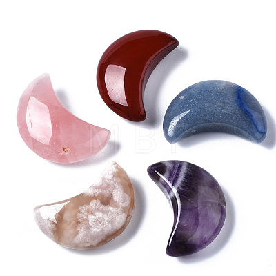 Moon Shape Natural & Synthetic Mixed Gemstone Healing Crystal Pocket Palm Stones G-T132-001M-1-1