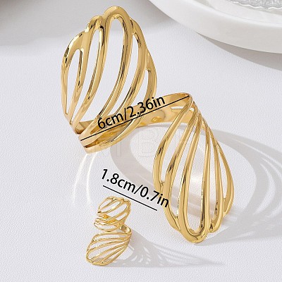 Hollow Wing Iron Cuff Bangles & Cuff Rings Sets for Women WG91D18-01-1