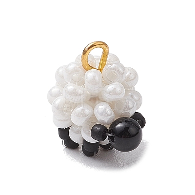 Glass Seed Beaded Sheep Charms PALLOY-MZ00545-1