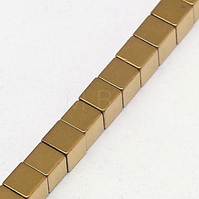 Electroplate Non-magnetic Synthetic Hematite Beads Strands G-J170A-4x4mm-07-1