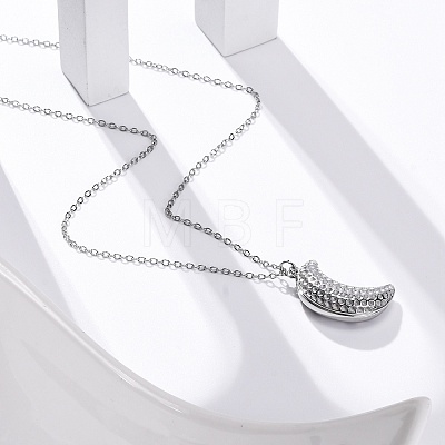 304 Stainless Steel Openable Moon Pendant Cable Chain Necklaces for Women STAS-Z114-18P-1