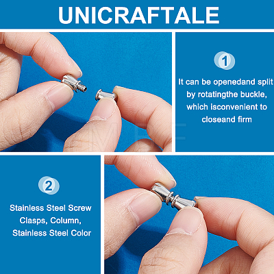 Unicraftale 12Pcs 2 Styles 304 Stainless Steel Screw Clasps STAS-UN0050-10-1