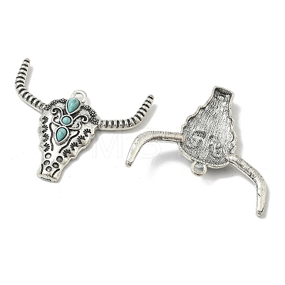Bohemian Synthetic Turquoise Cattle Pendants FIND-Z112-01AS-1