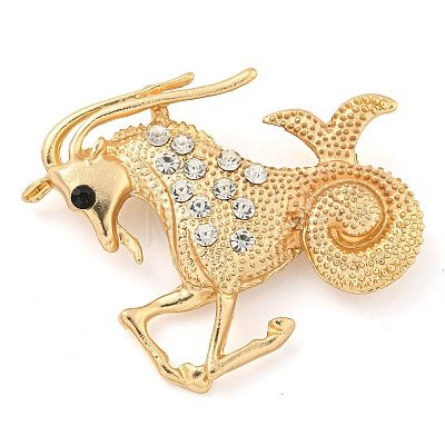 Golden Zinc Alloy with Rhinestone Brooches JEWB-B018-03G-10-1