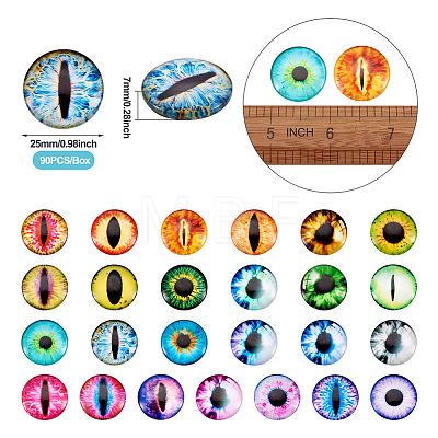 Eye Printed Glass Cabochons GGLA-BT0001-01-1