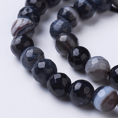 Natural Striped Agate/Banded Agate Beads Strands G-G753-08-8mm-1