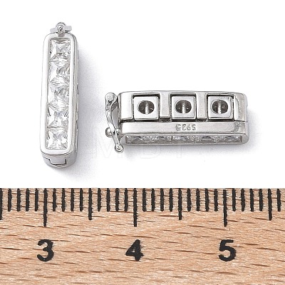 925 Sterling Silver Cubic Zirconia Twister Clasps STER-WH0007-28B-P-1
