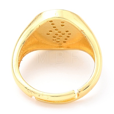 Adjustable Real 18K Gold Plated Brass Enamel Finger Ringss RJEW-L071-29G-1