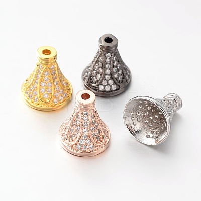 Brass Micro Pave Cubic Zirconia Bead Cones ZIRC-O019-A-02-1