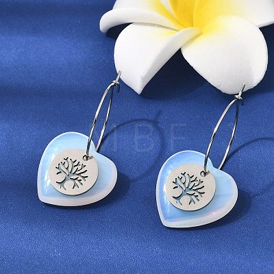 Natural & Synthetic Gemstone & 304 Stainless Steel Hoop Earrings for Women EJEW-G475-05P-1
