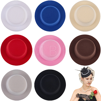 8Pcs 8 Colors EVA Fabric Pillbox Stewardess Fascinator Hat Base for Millinery AJEW-GF0010-94-1