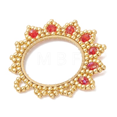 Glass Seed Beaded Flower Pendants PALLOY-MZ01237-01-1