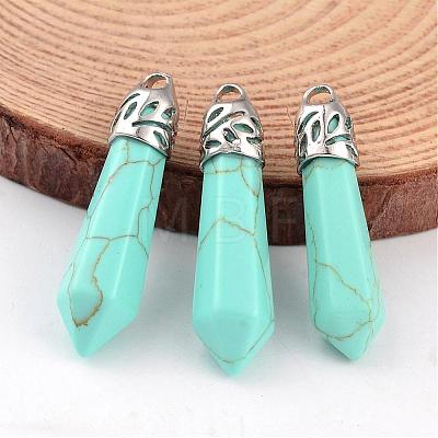 Dyed Bullet Synthetic Turquoise Pointed Pendants G-E332-C12-1