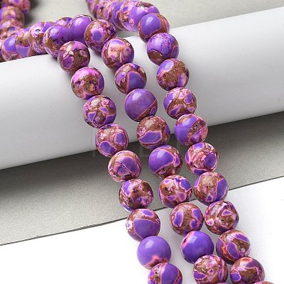 Dyed Synthetic Imperial Jasper Beads Strands G-C168-02F-1