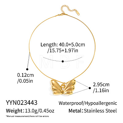 304 Stainless Steel Butterfly Wings Pendant Necklaces for Women PR3975-2-1