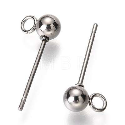 Original Color 304 Stainless Steel Ball Post Stud Earring Findings X-STAS-C018-23P-02-1