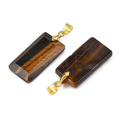 Natural Tiger Eye Faceted Pendants G-L623-03G-03-1