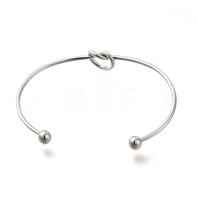 304 Stainless Steel Knot Cuff Bangles for Women BJEW-M233-04P-1