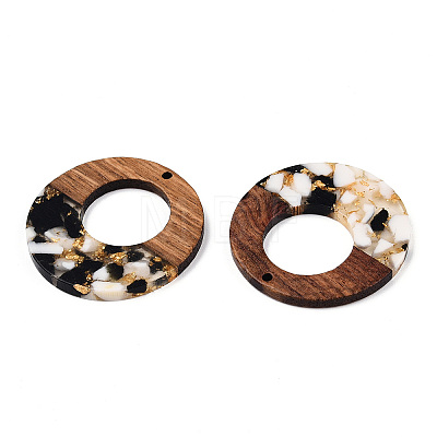 Transparent Resin & Walnut Wood Pendants RESI-TAC0017-74-A01-1