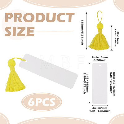 6Pcs Blank Kraft Paper Bookmark AJEW-TADJ0001-31D-1