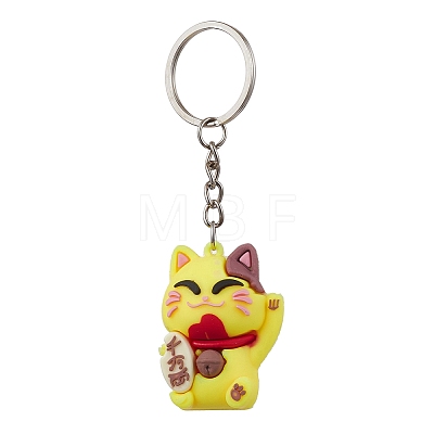 Cartoon Lucky Cat PVC Plastic Keychain KEYC-JKC00666-1