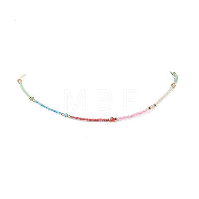 Glass & Brass Beaded Necklaces NJEW-JN04155-1