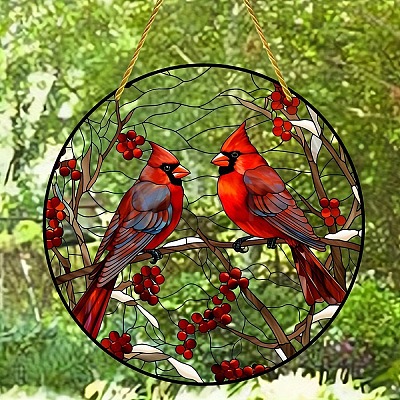 Cardinal Lovebirds Window Hanging Ornaments PW-WGA0D53-01-1