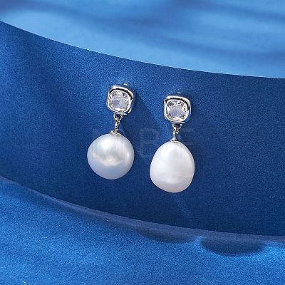 Natural Pearl Ear Studs EJEW-P286-11P-1