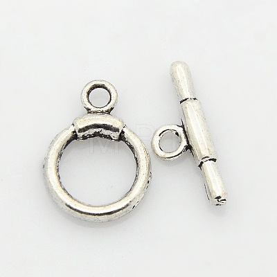 Tibetan Style Alloy Ring Toggle Clasps PALLOY-J471-20AS-1