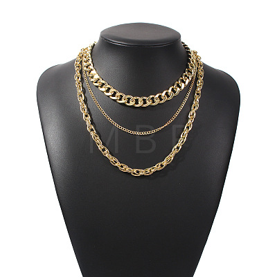 Punk Style Alloy 3 Layer Necklaces for Women WGA180C-07-1