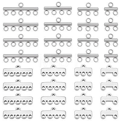 48Pcs 8 Styles 304 Stainless Steel Chandelier Component Links STAS-ME0003-58-1