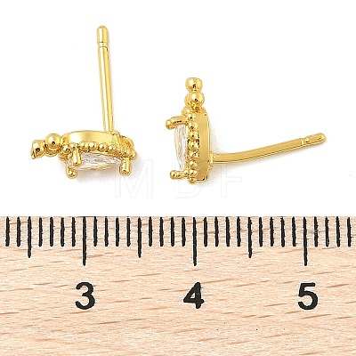 Brass Micro Pave Clear Cubic Zirconia Stud Earrings EJEW-R016-26G-17-1