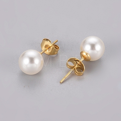 Plastic Imitation Pearl Stud Earrings STAS-D0001-03-G-1