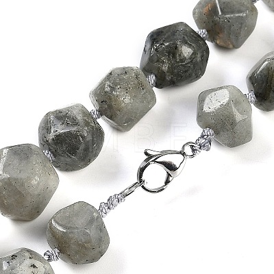 Natural Labradorite Nuggets Beaded Necklaces for Women Men NJEW-K388-01E-01Z-1