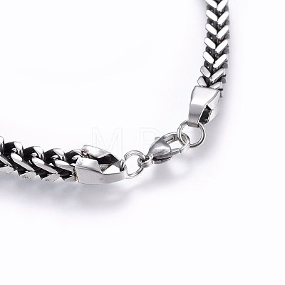 304 Stainless Steel Wheat Chain Necklaces NJEW-H493-13AS-1
