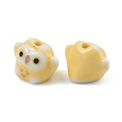 Cute Hand Painted Mini Owl Porcelain Beads PORC-F014-01A-1