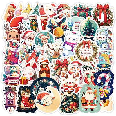 50Pcs Christmas Theme Cartoon Paper Stickers DIY-P085-07-1