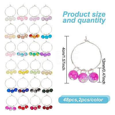 48Pcs 24 Colors Brass Wine Glass Charms AJEW-GO00002-1