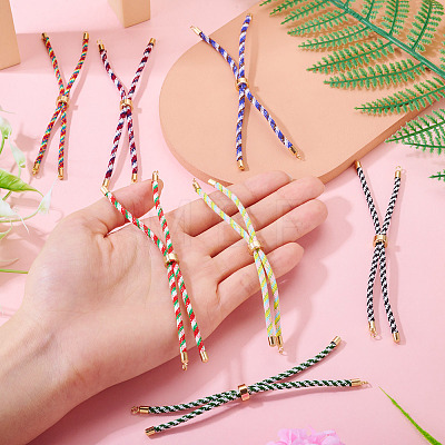 7Pcs Polyester Braided Round Cord Slider Bracelet Making MAK-TA0001-39B-1