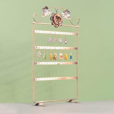 Rectangle with Flower Iron Earrings Storage Rack PW-WG2AE78-01-1