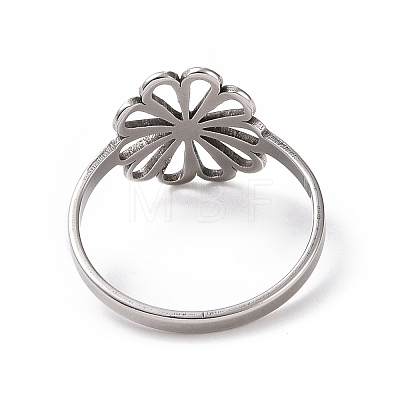 201 Stainless Steel Flower Finger Ring RJEW-J051-30P-1