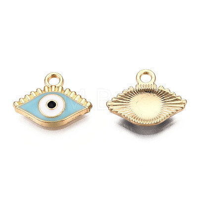 Light Gold Plated Alloy Enamel Pendants ENAM-T009-87C-RS-1