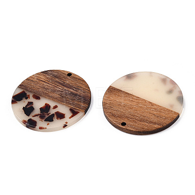 Transparent Resin & Walnut Wood Pendants RESI-TAC0017-75-B02-1